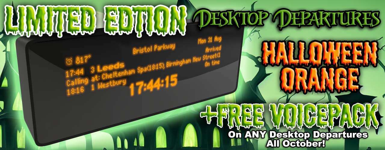 Limited Edition Halloween Orange Desktop Departures all October! + FREE Voice Pack on all Desktop Departures orders!