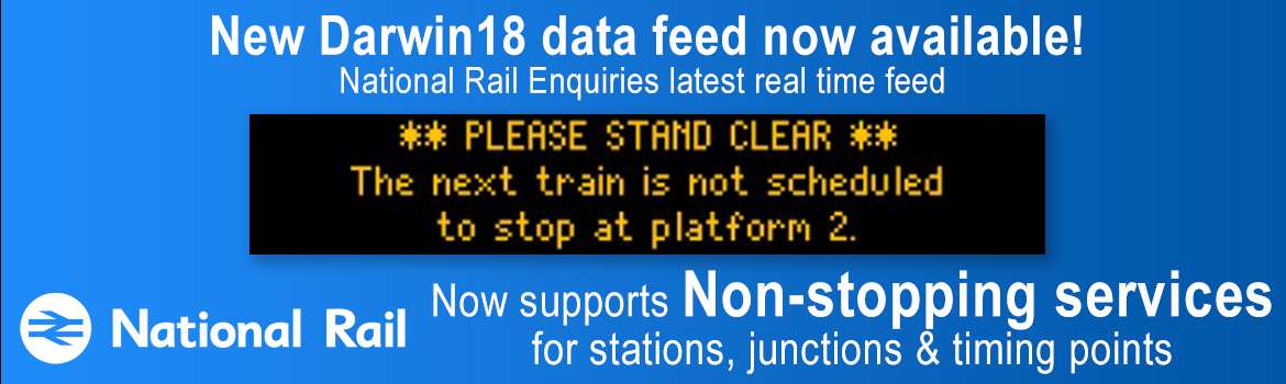 New Darwin18 data feed, including Non-stopping services for stations, junctions & timing points